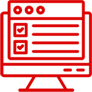 A red computer screen with the word " website " on it.