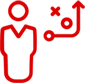 A red outline of a person and an arrow pointing up.