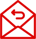 A red and black picture of an envelope with the letter u in it.